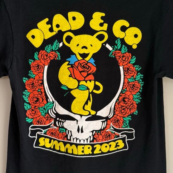 Dead & Co Summer 2023 Final Tour T Shirt Black Medium Dancing Bear Skull Roses - Picture 1 of 6